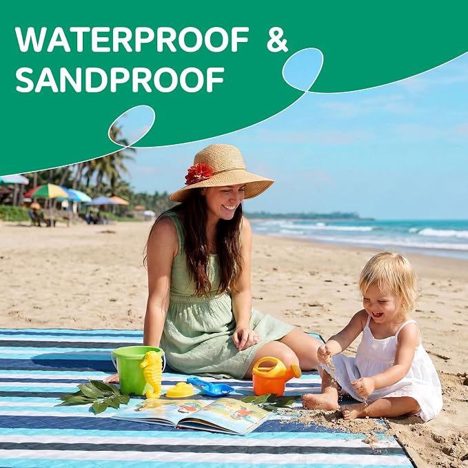 Waterproof Beach Blanket Picnic Mat Outdoor Rug Extra Large Sandproof Portable Xl Big Towel Umbrella Folding Pop Tent Shelter Shade Canopy Ball Fan Bag Manta Playa Cool Wedding Registry Must Have