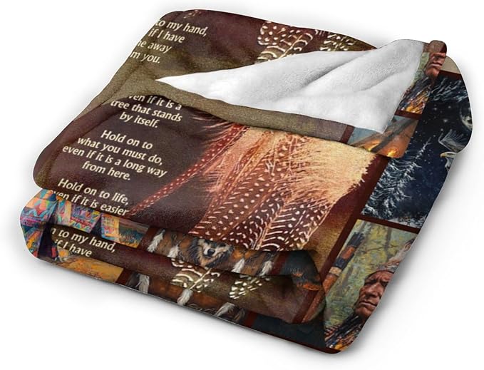 Native Indian Throw Blanket Native American Gifts for Boys Girls Women Men Plush Cozy Flannel Fleece Fuzzy Party Blankets 60"X50"