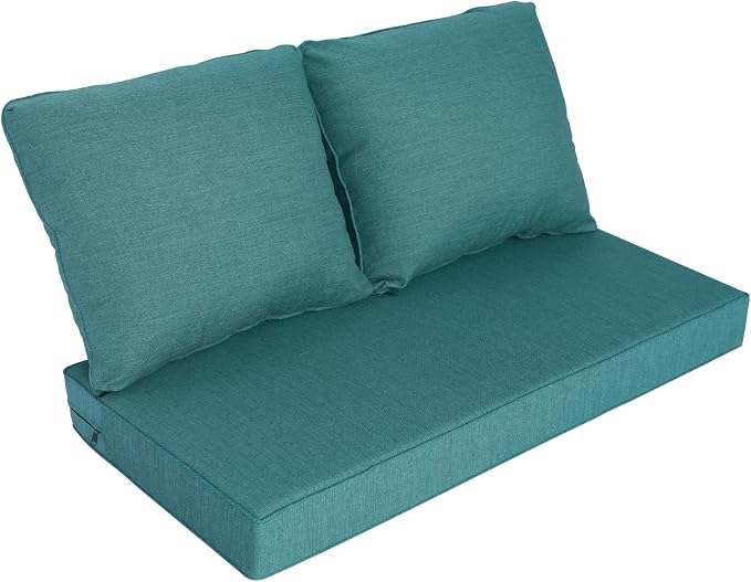 Goodgoods 48 x 24 Outdoor Loveseat Cushion Set, 1000+Hours Fade-Resistant & Water-Resistant Outdoor Furniture Chair Cushions with 35D High-Resilience Foam for Couch, Bench, and Swing, Malachite