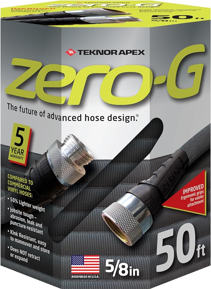 zero-G 4001-50 Lightweight, Ultra Flexible, Durable, Kink-Free Garden Hose, 5/8-Inch by 50-Feet,Black