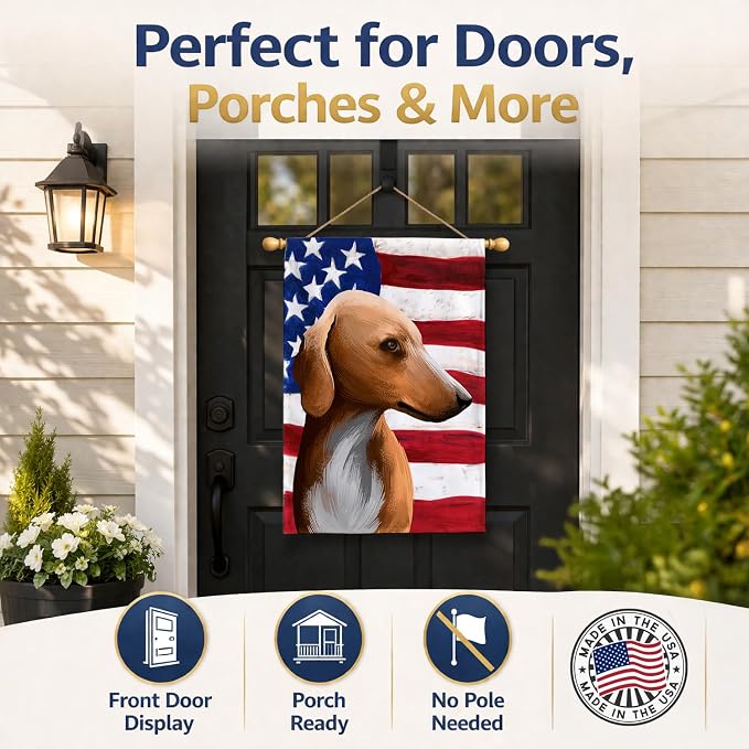 Caroline's Treasures CK6416CHF Azawakh Hound American Flag House Flag Large Porch Sleeve Pole Decorative Outside Yard Banner Artwork Wall Hanging, Polyester, House Size, Multicolor