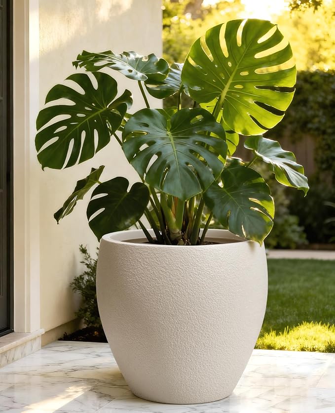 homenote Flower Pots 14.5 Inch,Large Plant Pots Indoor with Drainage,Plastic Pots for Plants,Garden Pots for Outdoor,Large Planters for Indoor Plants,Big Plastic Planter,White