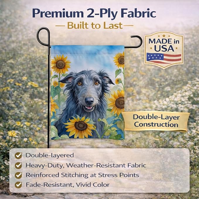 Caroline's Treasures DAC6157GF Scottish Deerhound in Sunflowers Garden Flag Mailbox Flag Decorative Yard Flag Banner Outside Patio Artwork Yard Flower Beds, Garden Size, Multicolor