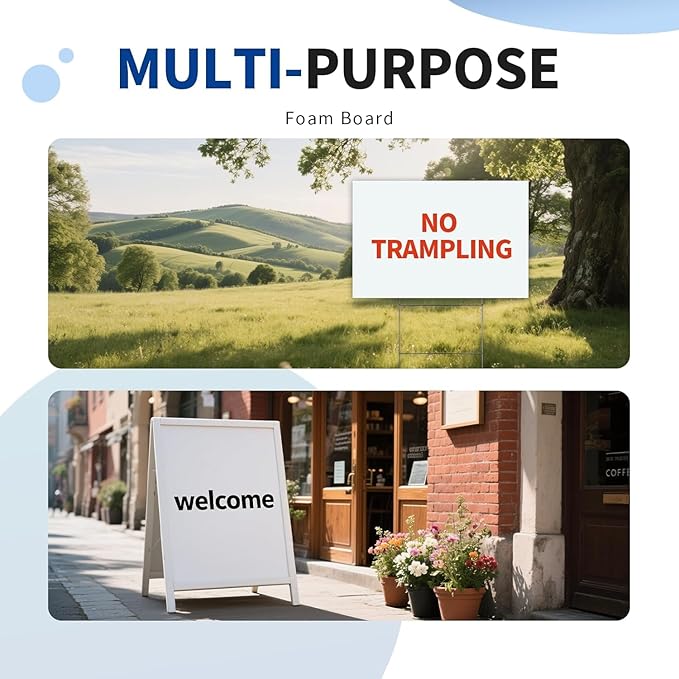 20 Pack Large Blank Yard Signs with 18 x 24", Corrugated Plastic Board for Estate Garage Sale, Party, Birthday, Wedding, Campaign, Parking, Make Your own Outdoor Sheets, White