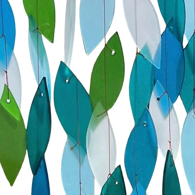 Blue Handworks Ocean Waterfall Glass Wind Chime | Handcrafted Waterfall Glass Wind Chime in Royal Blue, Sky Blue, Teal and Frosted White