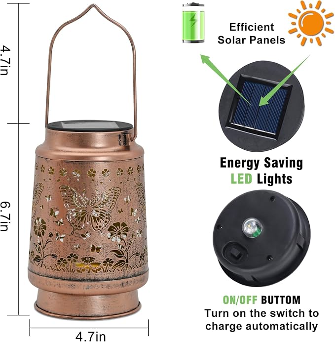 Birthday Gifts for Women - Butterfly Garden Decor Solar Lanterns Outdoor Waterproof, Mother Day Gifts for Mom, Grandma, Hanging Solar Lights for Outdoor, Yard, Patio, Porch, Gardening Gifts