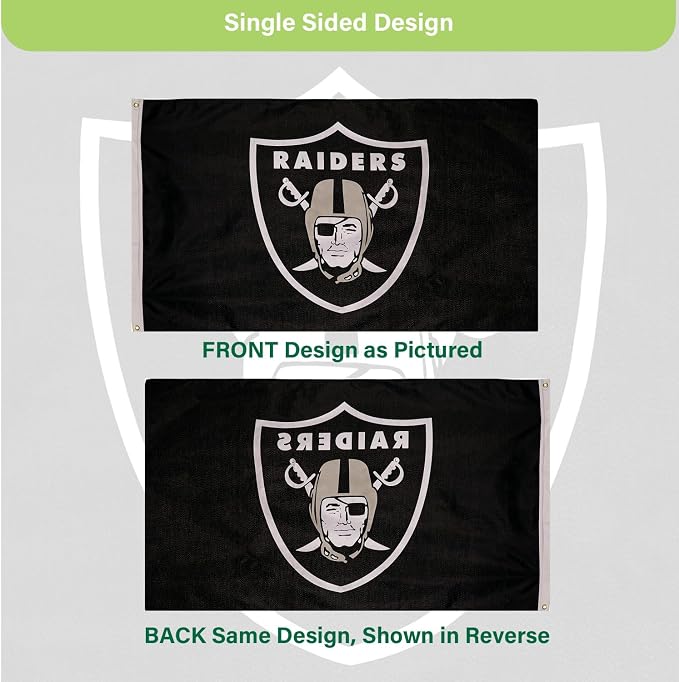 Team Sports America NFL Las Vegas Raiders 3 x 5 Outdoor Durable Flag with Grommets | Heavy Duty Flag & Banner for Outdoor Garden Patio | Indoor Wall Decor Flag | Works with Flag Poles for House