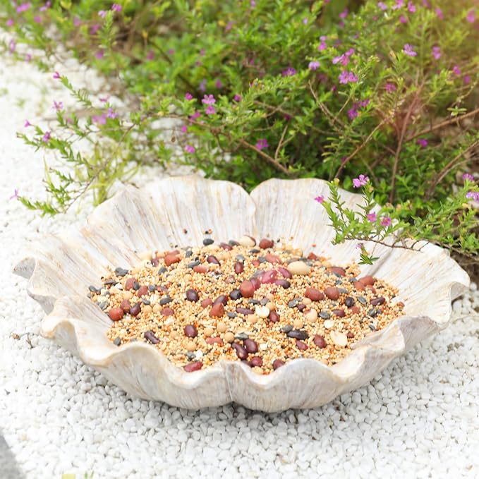 MUMTOP Bird Baths for Outdoors, Antique Outdoor Garden Bird Bath Resin Flower Birdbath Bowl for Outside Yard Table Decor