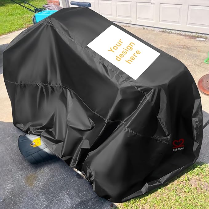 Custom Riding Lawn Mower Cover, Customized Heavy Duty Waterproof Polyester 600D Oxford Tractor Cover UV & Dust & Water Resistant, Universal Fit Decks up to 54" with Elastic Cord & Storage Bag