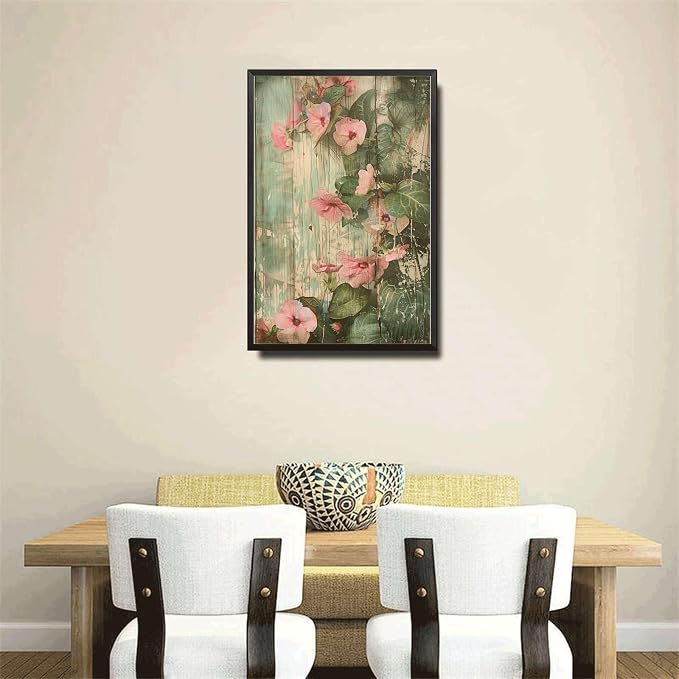 Metal Sign Tin Sign Vintage Wall Art Rustic Charm Impatiens Tin Sign for Shabby Chic Style Distressed Wood Art and Corrosion Resistant Vintage Decor for Bar 6×8 Inches with Metal Frame