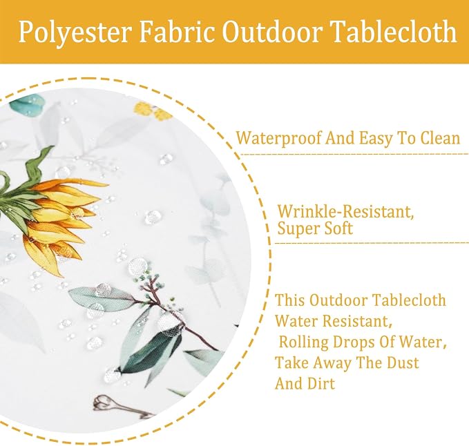 Elastic Zipper Patio Table Cover with Umbrella Hole Waterproof Polyester Outdoor Tablecloth, Windproof Fitted Round Table Cover for Picnic, Garden & Backyard