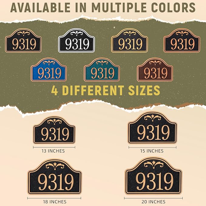 Personalized Lawn Address Plaque Sign with Stakes - House Address Signs for Outside for House,Apartment,Office,Yard (Blue/Copper)