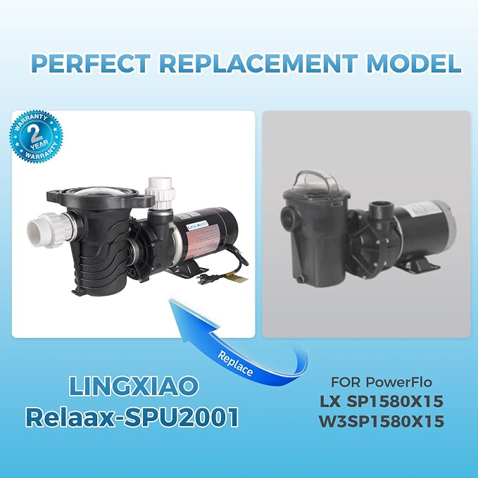 1.5 HP Above Ground Pool Pump 5706GPH 115V High-Efficiency | Single Speed, Low-Noise, UL Certified, Stainless Steel Shaft & Reinforced Thermoplastic, 1.5" Fittings, 2 Year Warranty