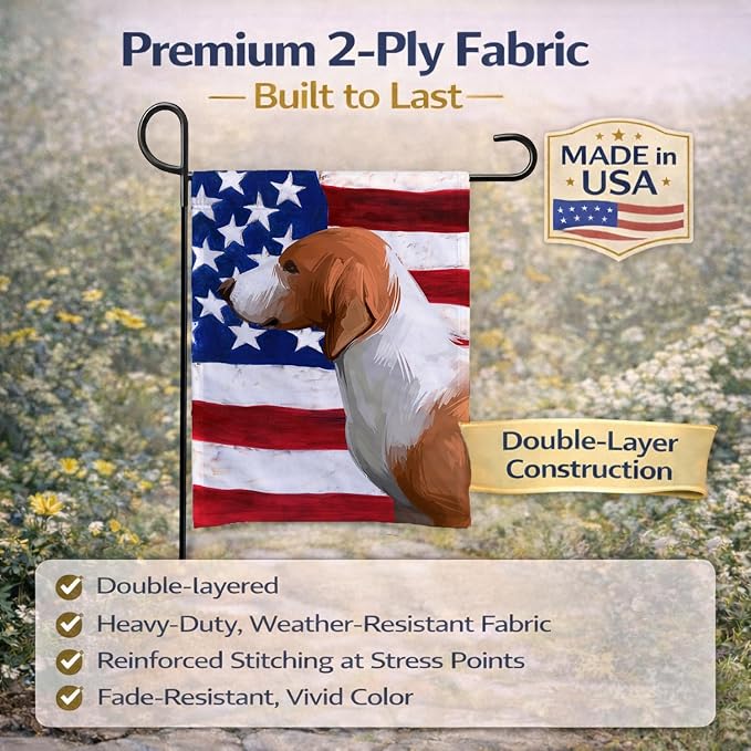 Caroline's Treasures CK6506GF Drever Dog American Flag Garden Flag Mailbox Flag Decorative Yard Flag Banner Outside Patio Artwork Yard Flower Beds, Garden Size, Multicolor