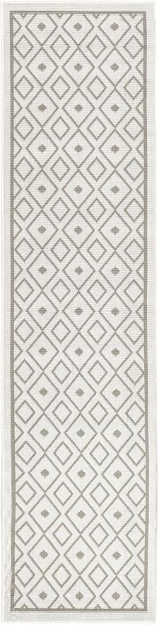 Unique Loom Outdoor Trellis Collection Area Rug - Kafes (2' x 8' Runner, Ivory/ Gray)