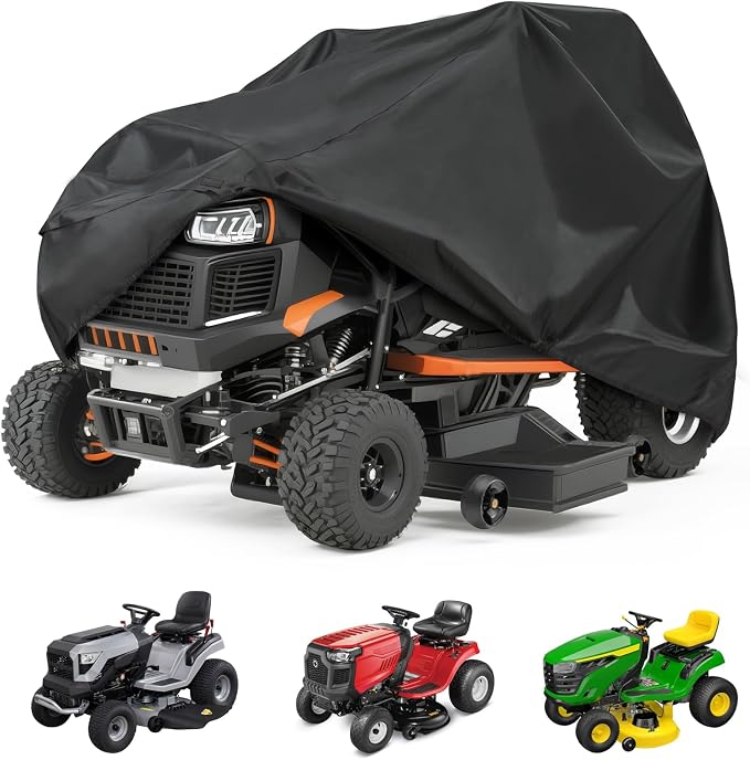 NettyPro Riding Lawn Tractor Mower Cover Waterproof Heavy Duty Outdoor Lawnmower Protection with Storage Bag, Fits Decks Up to 54"