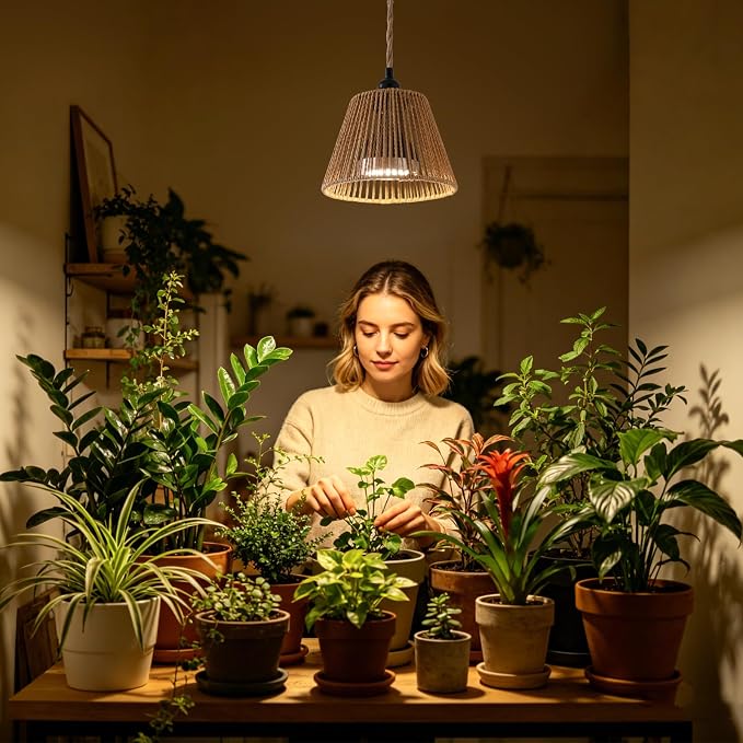 Hanging Grow Lights for Indoor Plants, Full Spectrum Grow Light, with Timer and 15FT Power Cord, 30W Pendant Plant Lights for Indoor Growing, Garden, Flowers, Greenhouse