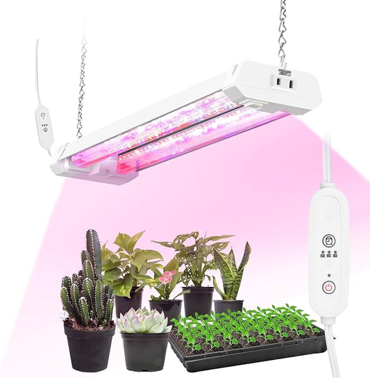 Hlite 16inch Adjustable Full Spectrum Plant Growing Lamp | Grow Lights for Indoor Plants Plug and Hanging Design with On/Off Switch TimerGrow Light from seedling to Flowering