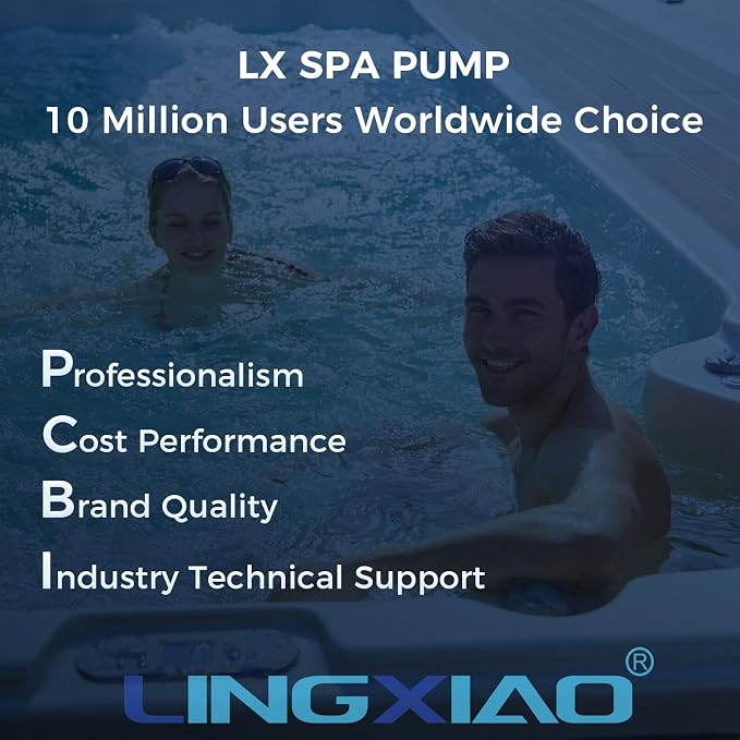 Hot Tub SPA Pump 2HP, 115V, 48 Frmae LX SPA Pump Motor, Energy Efficiency, Low Noise (Model: 48WUA2001-2/6)