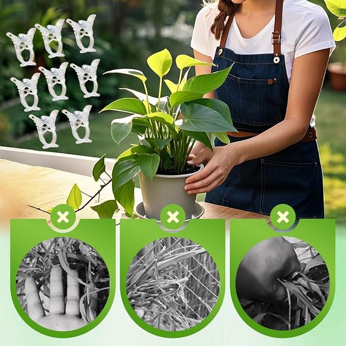 Plant Clips for Climbing Plants, Orchid Clips Plant Support Clips Secured Plastic Plant Clips, Plant Fixing Clips Reusable Garden Clips Vine Clips for Supporting Stems Vines Grow (200, Transparent)