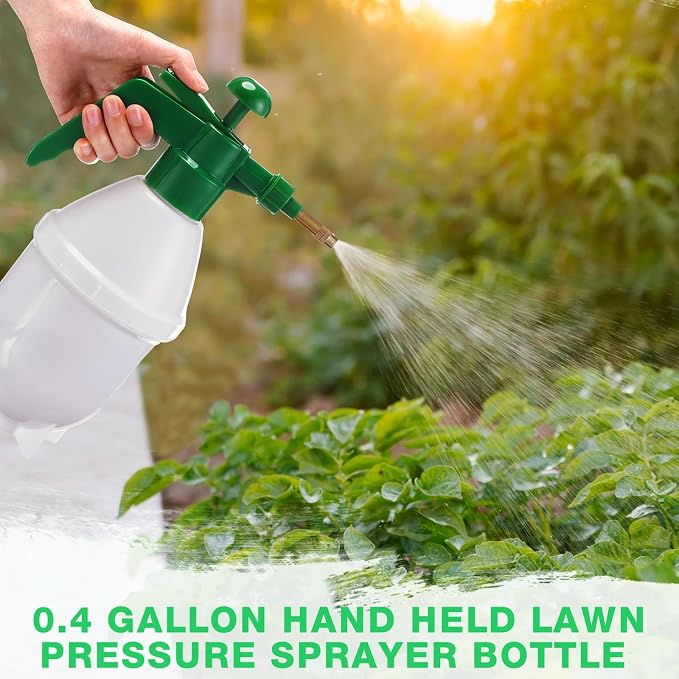 Ziliny 2 Pcs 50 oz Handheld Pump Spray Bottle Garden Mister Spray Bottles Lawn Pressure Hand Pump Sprayer with Adjustable Nozzle for Chemicals Watering Weeds Plants and Cleaning (Green)