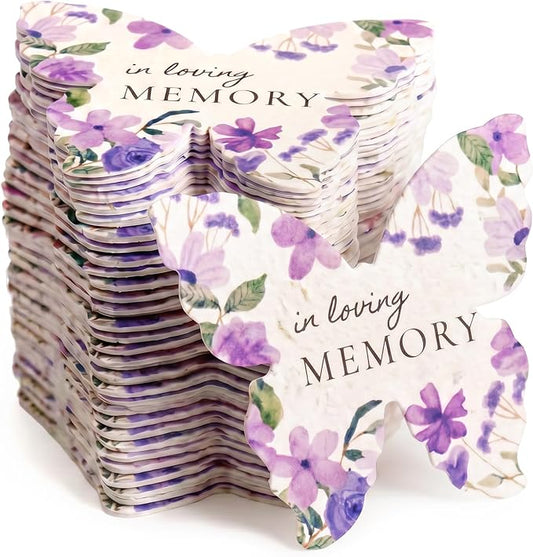 50pcs in Loving Memory Butterfly Memorial Gift Tags – Plantable & Writable Wildflower, for Funeral Favors, Sympathy Gifts for Loss of Father and Mother Gifts