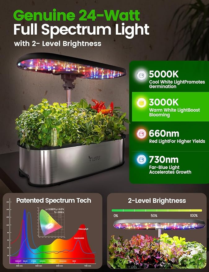 LETPOT LPH-SE Hydroponics Growing System, 12 Pods Smart Herb Garden Kit Indoor, Indoor Garden, APP & WiFi Controlled, with 24W Growing LED, 5.5L Water Tank, Pump System, Automatic Timer | APP & WiFi Controlled, 24W Growing LED, 5.5L Water Tank, Pump Sy...