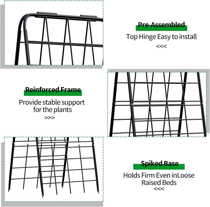 Heavy Duty Trellis for Climbing Plants, 50"x17" Adjustable Height Steel Cucumber Trellis, Powder Coated Metal Garden Trellis for Raised Beds,Tomatoes, Cucumbers & Outdoor Vines