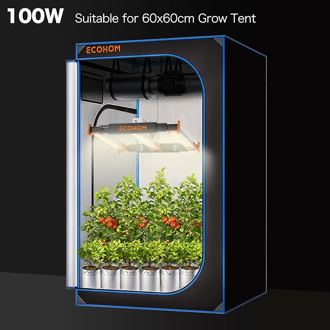 ECOHOM Bar 100W LED Grow Light, Full Spectrum, Dimmable, Daisy Chain, High PPFD, 2x2ft Coverage, for Indoor Plants Seed Starting, Vegs and Bloom, Retractable, Pro Lamp for Grow Tent Commercial Use