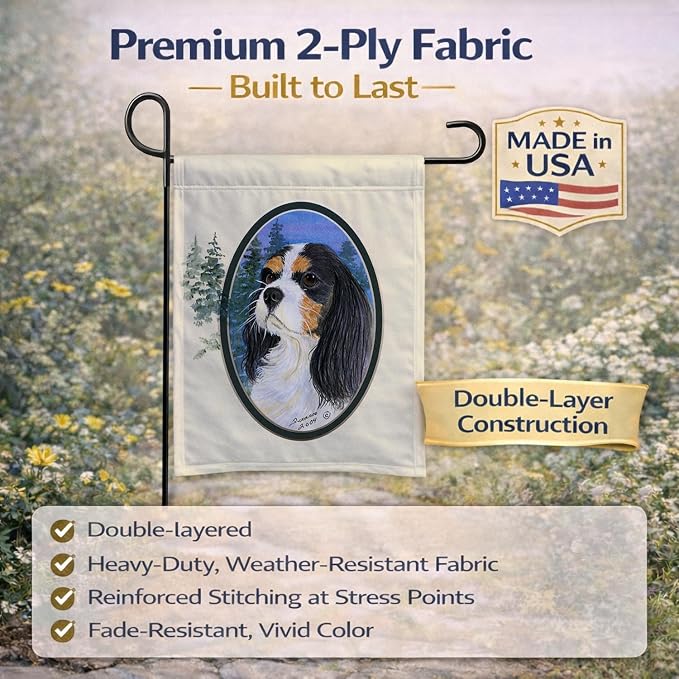 Caroline's Treasures SS8036GF Cavalier Spaniel Garden Flag Mailbox Flag Decorative Yard Flag Banner Outside Patio Artwork Yard Flower Beds, Garden Size, Multicolor