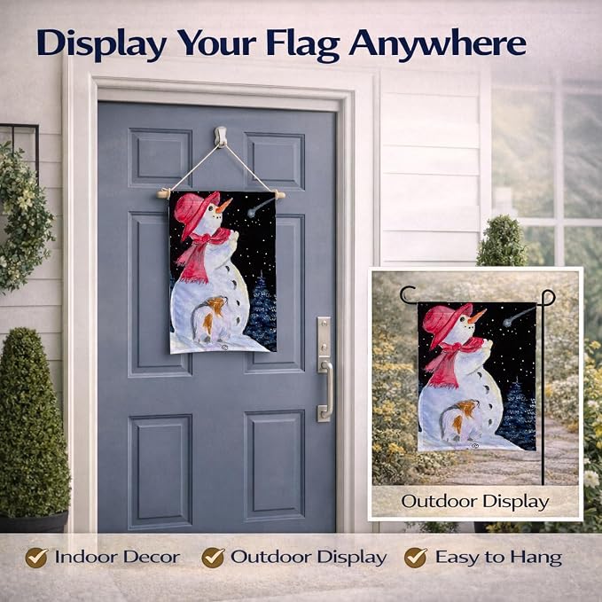 Caroline's Treasures SS8793GF Snowman with Papillon Garden Flag Mailbox Flag Decorative Yard Flag Banner Outside Patio Artwork Yard Flower Beds, Garden Size, Multicolor