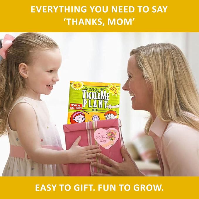 Birthday Gift for Mom – TickleMe Plant that Moves When Touched – Adult Plants Can Produce Pink Flowers – Unique Gift for Mom from Daughter, Son or Kids – Easy Indoor Grow Kit