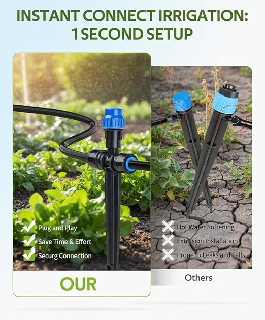 Drip Irrigation System，1/4" Blank Distribution Tubing Watering Hose, DIY Micro Sprinkler Automatic Plant Waterer for Garden, Greenhouse, Raised Bed, Patio & Outdoor Plants （59FT