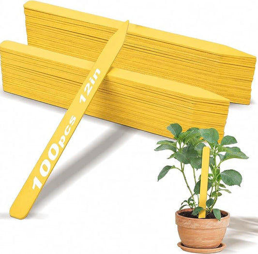 Weysat 200 Pcs 12" Wood Plant Labels for Field or Containers Plant Tags Wood Garden Labels for Seedling Stakes Markers Nursery Seed Tags with Smooth Surface for Pot Herbs Flowers Vegetables (Yellow)