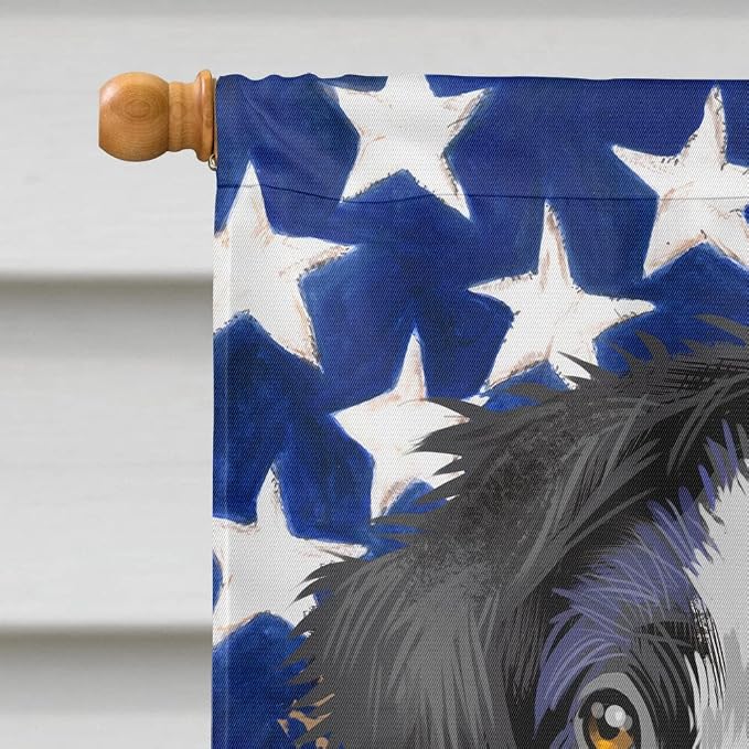 Caroline's Treasures CK6412CHF Australian Shepherd American Flag House Flag Large Porch Sleeve Pole Decorative Outside Yard Banner Artwork Wall Hanging, Polyester, House Size, Multicolor