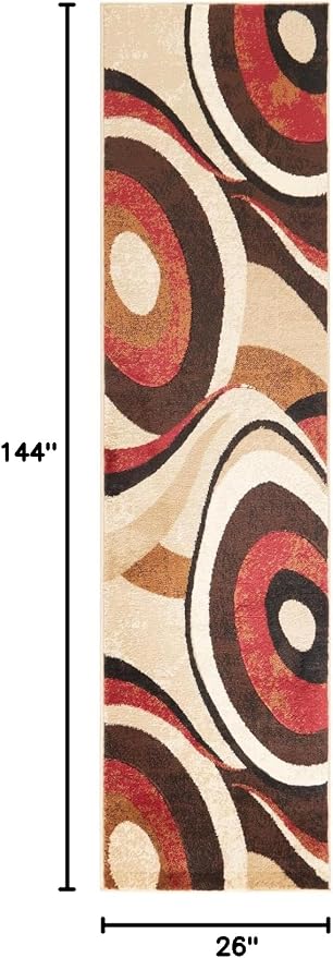 Home Dynamix Tribeca Slade Modern Runner Rug, Abstract Brown/Red 26"x12'