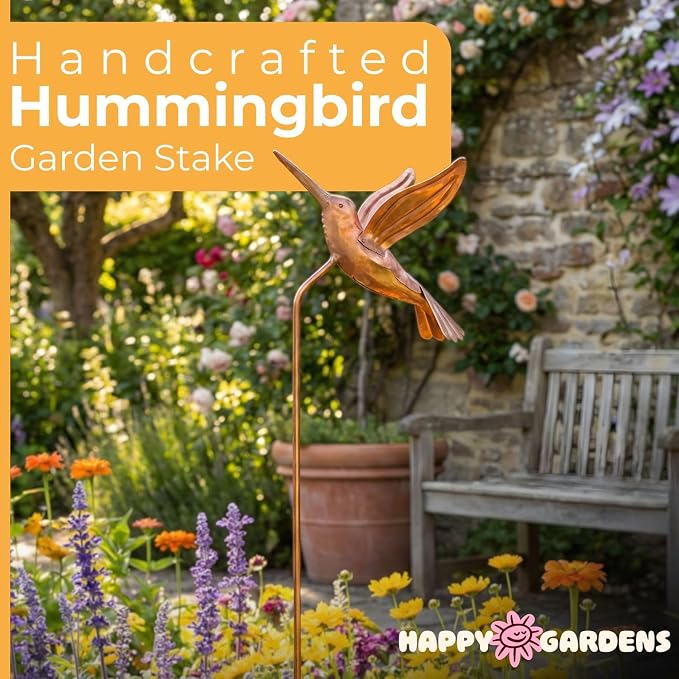Flamed Copper Hummingbird Garden Ornament