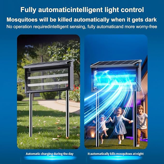 Solar Bug Zapper Outdoor, Mosquito Repellent Outdoor Patio, Waterproof Portable Fly Zapper, High Powerer 4500V Solar Mosquito Zappers for Home, Patio, Camping