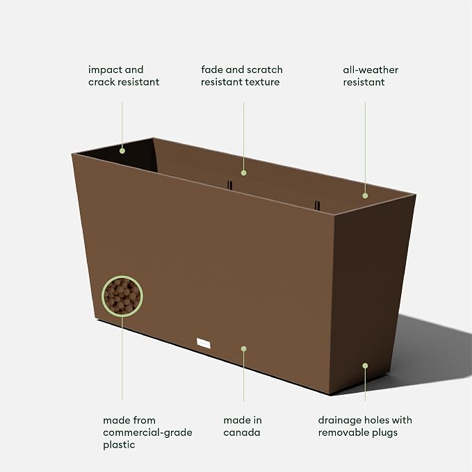 Veradek Midori Long Trough Planter (Espresso, 39 inch - 2 Pack with 2 Saucer Trays)