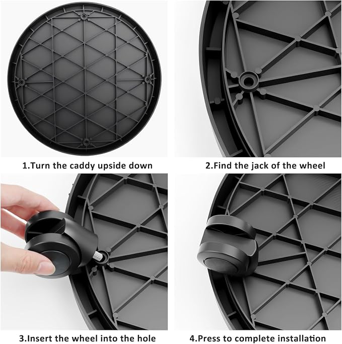 2Pack 13.98'' Plant Caddy with Wheels, Plant Stand Dolly for Heavy Planter,Wheeled Planter Saucer Tray,Rolling plant stand,Heavy-Duty Plant Caddy with Casters for Indoor and Outdoor(Black)