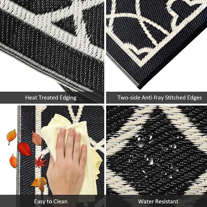 Pendolr Outdoor Rug Waterproof 8x10 ft Outdoor Carpet Patio Rug Mat Reversible RV Camping Rug Plastic Straw Rug Outside Outdoor Area Rug for Patio Deck Balcony Backyard Picnic Beach