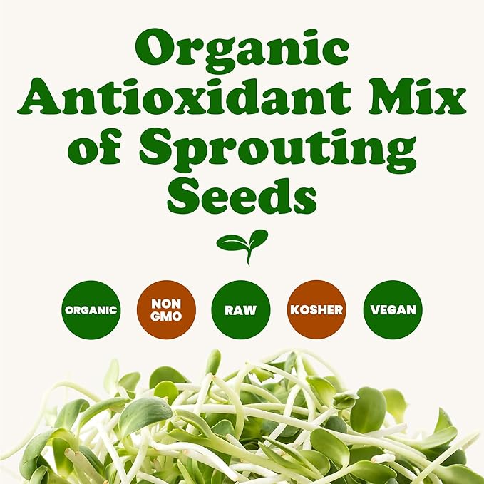 Food to Live Organic Antioxidant Mix of Sprouting Seeds, 3 Pounds - Non-GMO Broccoli, Alfalfa, and Clover Seeds, High Germination Rate, Kosher, Vegan, Bulk, Rich in Sulforaphane