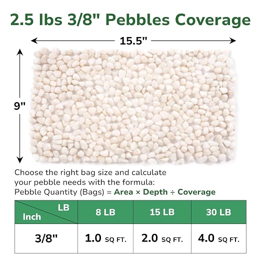 GreatBuddy 2.5-lb Decorative Rocks for Indoor Plants, 3/8" White Pebbles, Small Rocks for Potted Plants, Succulent, Vases, Aquariums, Fish Tanks, Garden Landscaping, Natural Polished