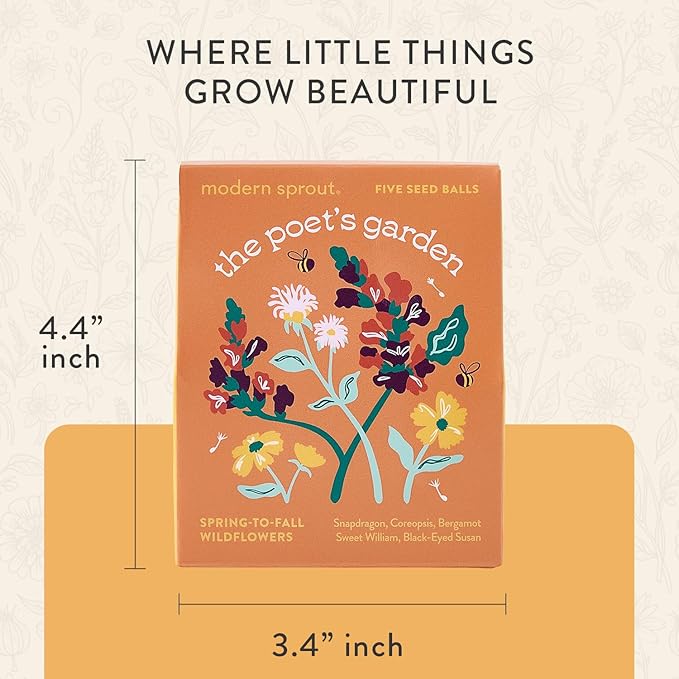 Modern Sprout Bespoke Blooms Flower Seed Ball Kit (Pack of 3) Non-GMO 15 Hand Rolled Annual & Perennial Wildflower Seed Bombs - Planting Gift for Gardeners Flower Party Wedding Favors - Made in USA