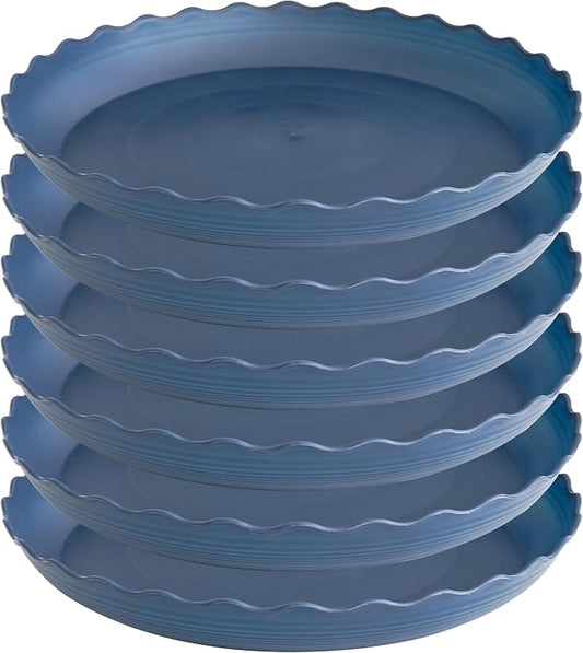 6 Pack Plant Saucer 8 inch, Heavy Duty Plastic Plant Water Tray, Planter Saucers, Flower Pot Tray Water Trays for Plant Pots (Blue)