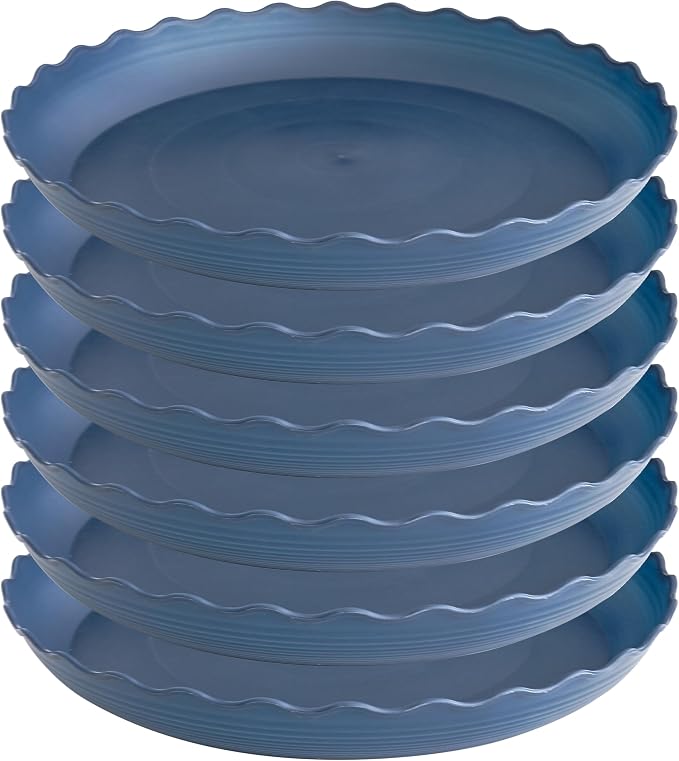 6 Pack of 12 inch Plant Saucer Plant Tray, Plastic Plant Saucer, Heavy Duty Plant Tray for Pots, Plant Saucers for Indoors Planter, Garden Water Plate Bowls (Blue)