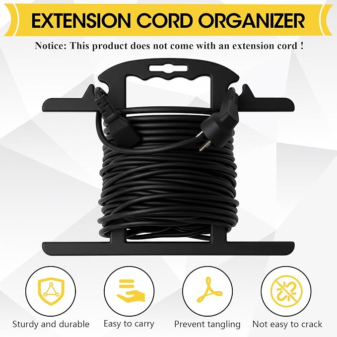 Ripeng 2 Pcs Heavy Duty Extension Cord and Hose Reel with Carrying Handle, Durable ABS H-shape Design Fits 100ft Cord Cable or Water Hose, 50ft Soaker Tube Management (Black)