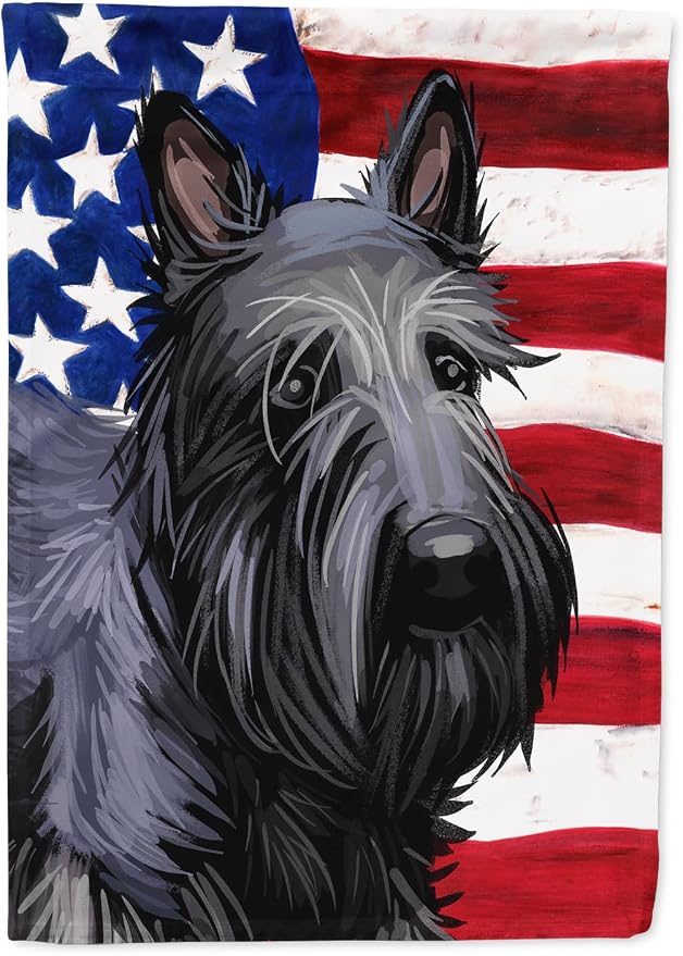 Caroline's Treasures CK6696GF Scottish Terrier Dog American Flag Garden Flag Mailbox Flag Decorative Yard Flag Banner Outside Patio Artwork Yard Flower Beds, Garden Size, Multicolor