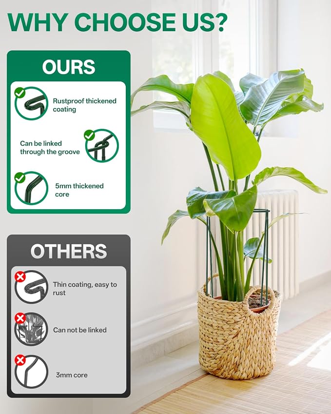 Breeze Touch 16 Pack Plant Support Stakes, 32 Inch Plant Stakes for Outdoor Plants, Peony Cage with 15 Pcs Green Lables, Peony Cages and Supports, Peonies Support Cages Flower Stakes for Plants
