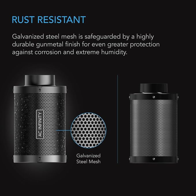 AC Infinity Air Carbon Filter 12 " with Premium Australian Virgin Charcoal. | For Inline Duct Fan, Odor Control, Hydroponics, Grow Rooms